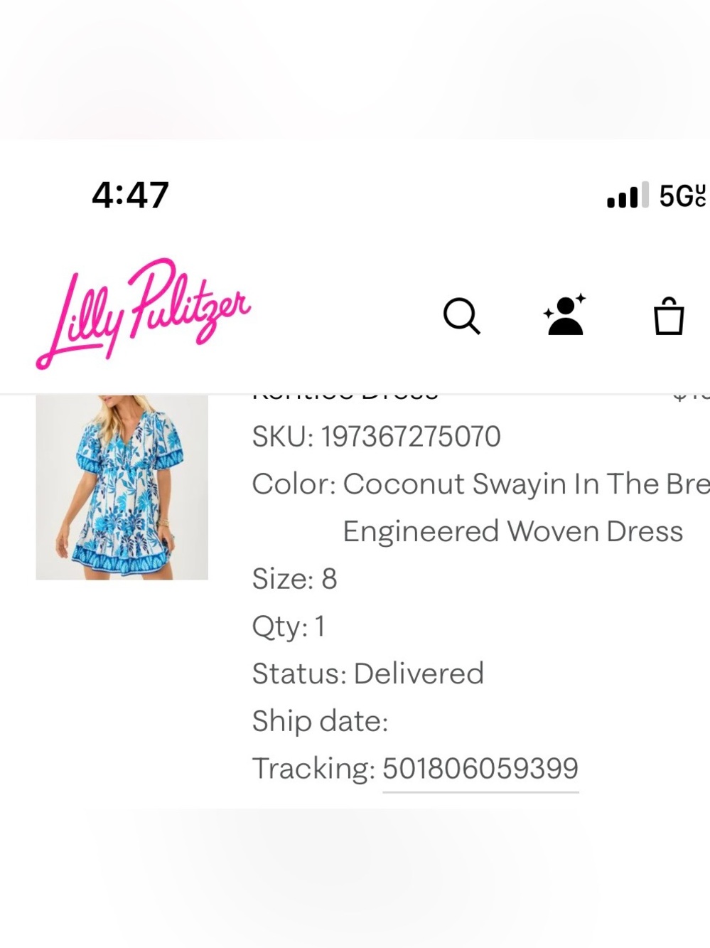 Lilly Pulitzer Blue and White Floral Dress NWT - Picture 6 of 7